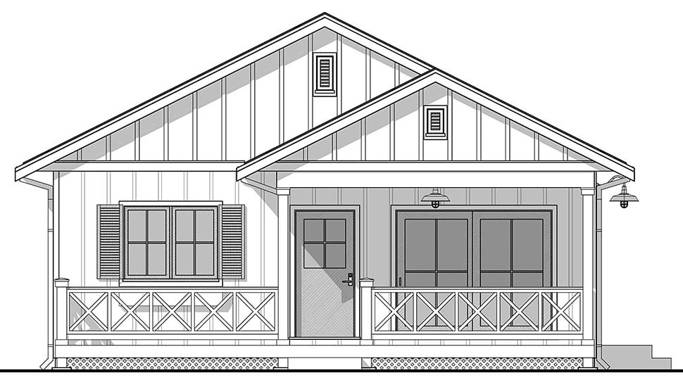 Bungalow, Farmhouse Plan with 784 Sq. Ft., 2 Bedrooms, 1 Bathrooms Picture 4