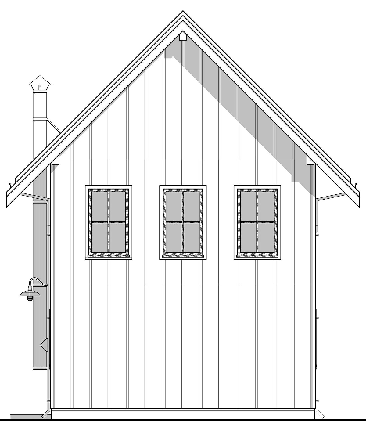 Farmhouse, Traditional Plan with 893 Sq. Ft., 2 Bedrooms, 2 Bathrooms Rear Elevation