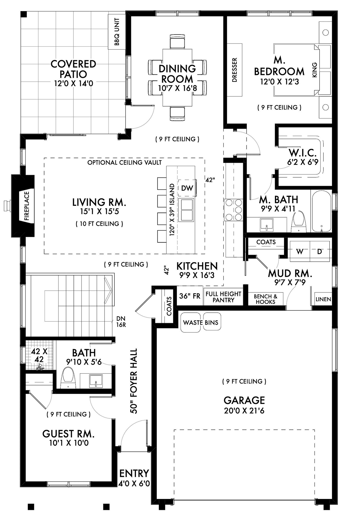 Craftsman Traditional Level One of Plan 42930