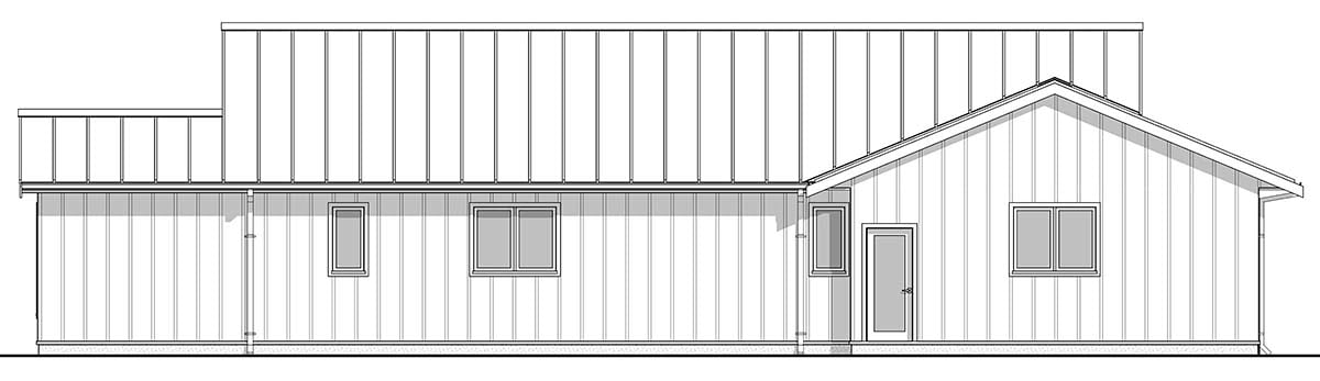 Barndominium, Country, Farmhouse Plan with 1339 Sq. Ft., 2 Bedrooms, 2 Bathrooms, 2 Car Garage Picture 3