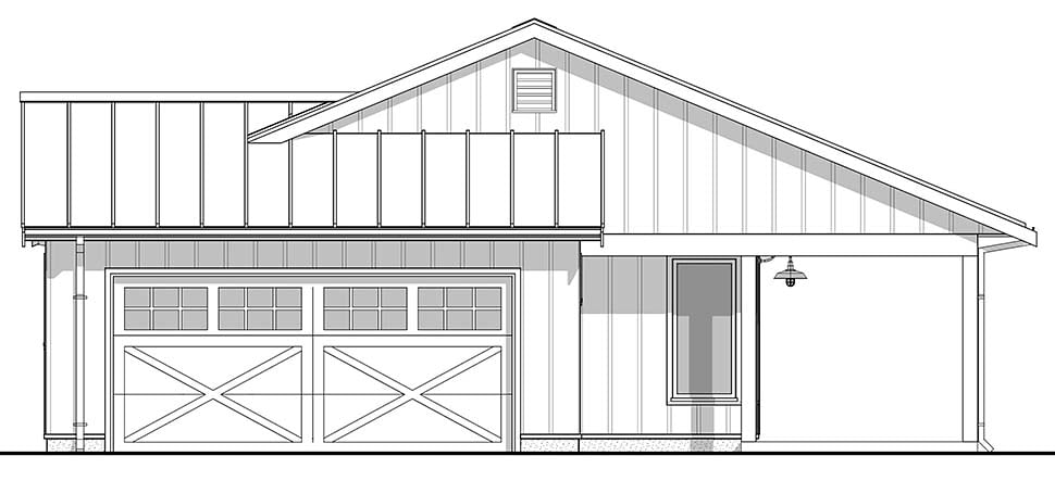 Barndominium, Country, Farmhouse Plan with 1339 Sq. Ft., 2 Bedrooms, 2 Bathrooms, 2 Car Garage Picture 4