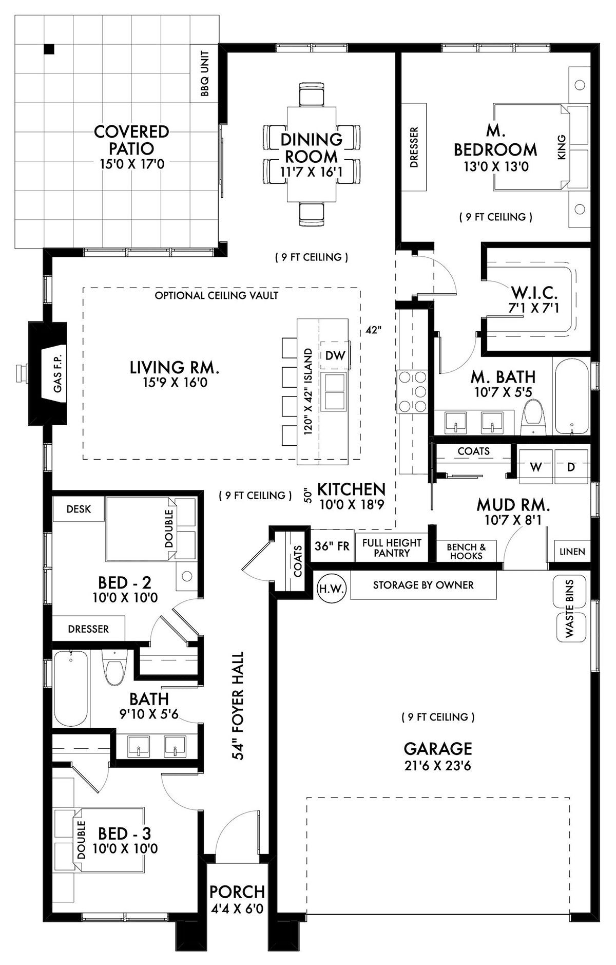 Contemporary Prairie Style Ranch Level One of Plan 42943
