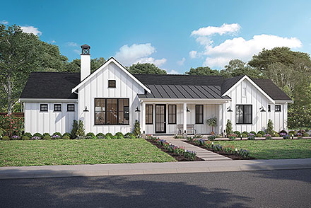 Country Farmhouse New American Style Ranch Traditional Elevation of Plan 42945