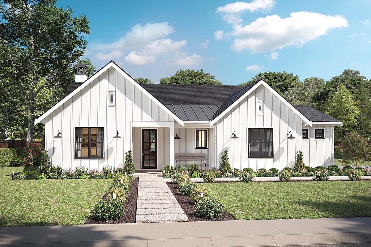 Cottage, Country, Craftsman, Farmhouse, Ranch, Traditional Plan with 1500 Sq. Ft., 2 Bedrooms, 2 Bathrooms, 2 Car Garage Elevation