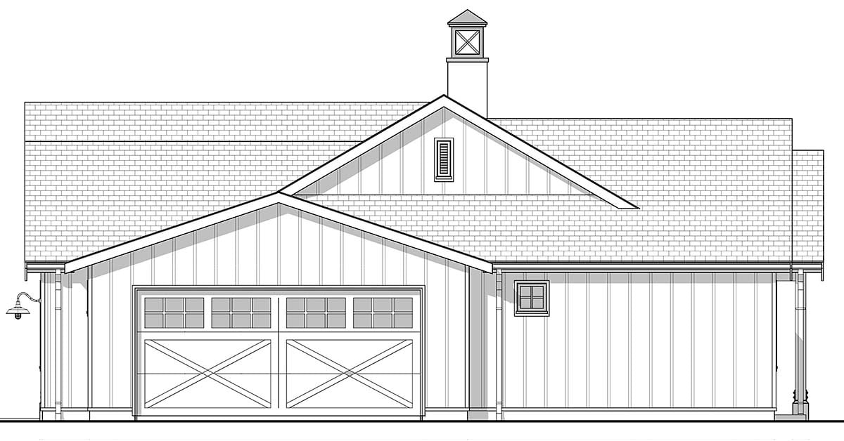 Cottage, Country, Craftsman, Farmhouse, Ranch, Traditional Plan with 1500 Sq. Ft., 2 Bedrooms, 2 Bathrooms, 2 Car Garage Picture 2