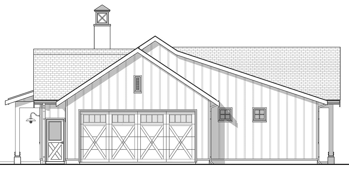 Country, Farmhouse, New American Style, Traditional Plan with 1626 Sq. Ft., 3 Bedrooms, 3 Bathrooms, 2 Car Garage Picture 2