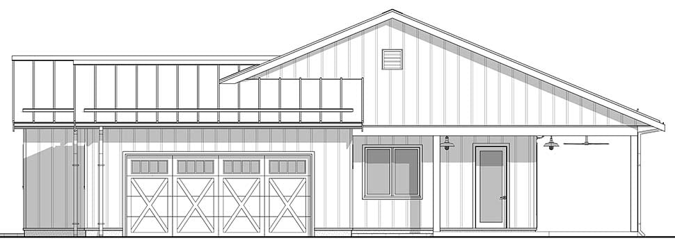 Barndominium, Country, Farmhouse Plan with 1943 Sq. Ft., 4 Bedrooms, 2 Bathrooms, 2 Car Garage Picture 4