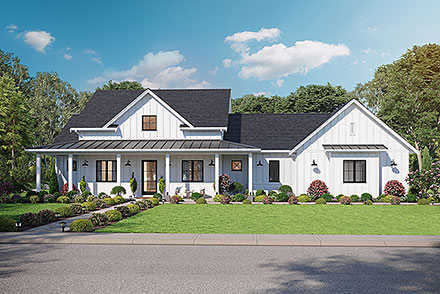 Country Farmhouse Ranch Traditional Elevation of Plan 42953
