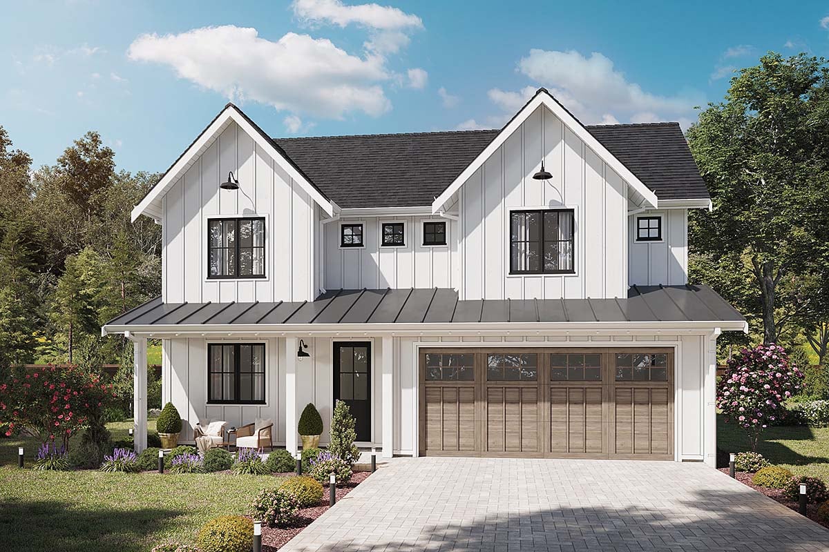 Cottage, Country, Farmhouse, New American Style, Traditional Plan with 2421 Sq. Ft., 6 Bedrooms, 3 Bathrooms, 2 Car Garage Elevation