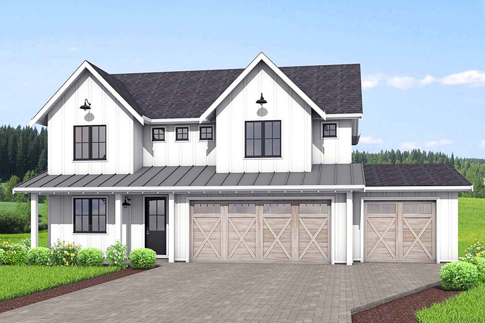 Cottage, Country, Farmhouse, New American Style, Traditional Plan with 2421 Sq. Ft., 6 Bedrooms, 3 Bathrooms, 2 Car Garage Picture 7
