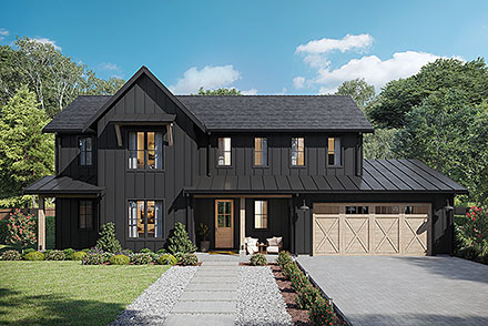 Country Farmhouse New American Style Elevation of Plan 42957