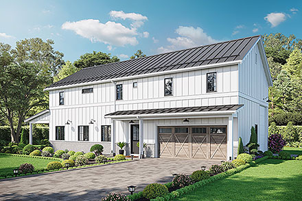 Barndominium Country Farmhouse New American Style Traditional Elevation of Plan 42960