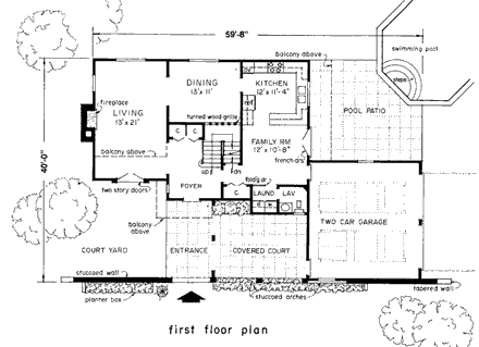 House Plan 43000 First Level Plan