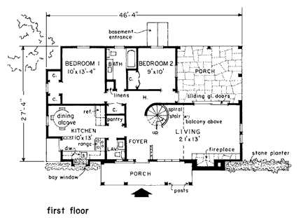 House Plan 43004 First Level Plan