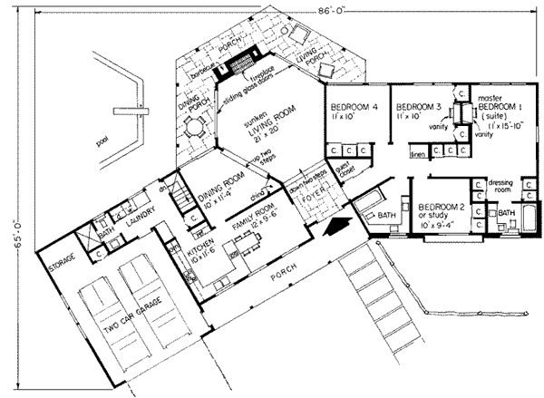 Ranch Level One of Plan 43007