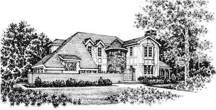 European Tudor Victorian Elevation of Plan 43012