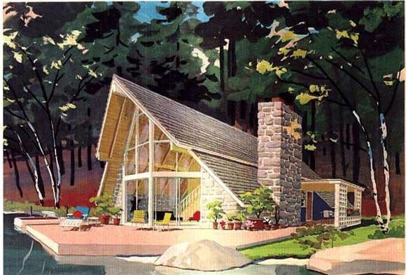 A-Frame House Plan 43048 with 3 Beds, 2 Baths Elevation