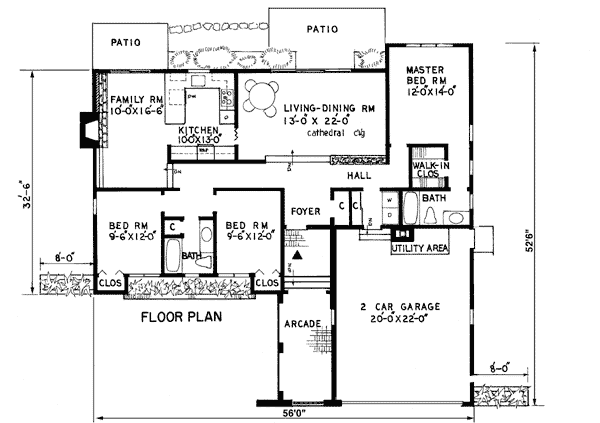 Florida Mediterranean One-Story Ranch Level One of Plan 43069