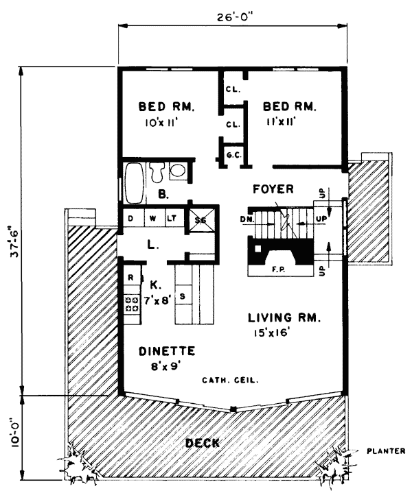 A-Frame Cabin Contemporary Level One of Plan 43072