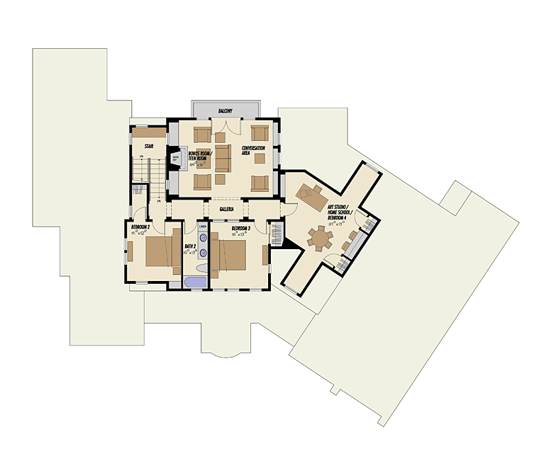 Bungalow Craftsman Ranch Level Two of Plan 43100