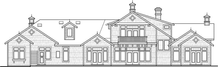 Bungalow Craftsman Ranch Rear Elevation of Plan 43100