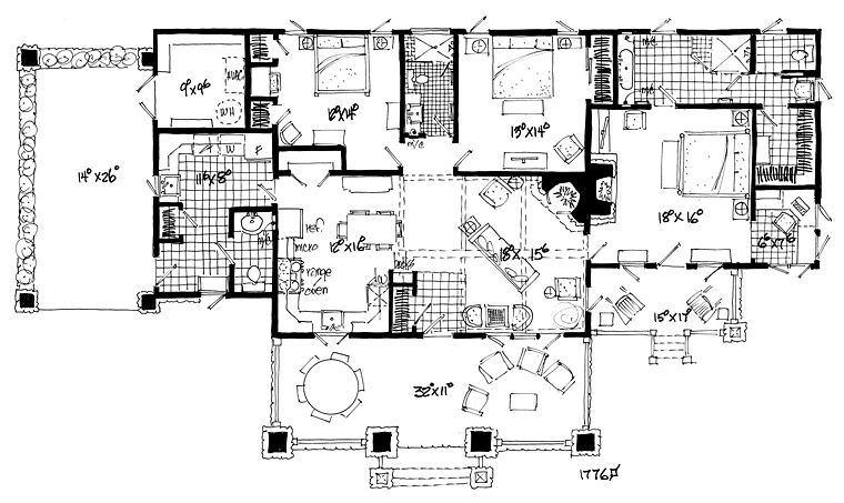 House Plan 43202 Level One