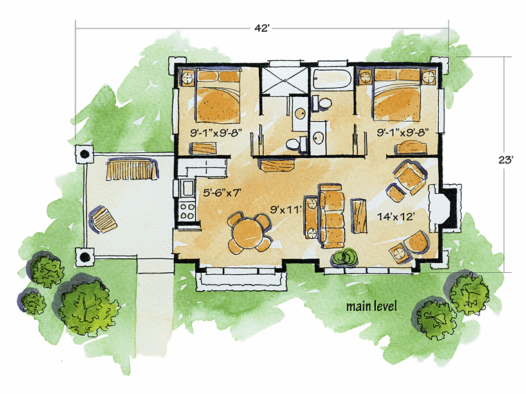 Cabin Cottage Craftsman Level One of Plan 43204