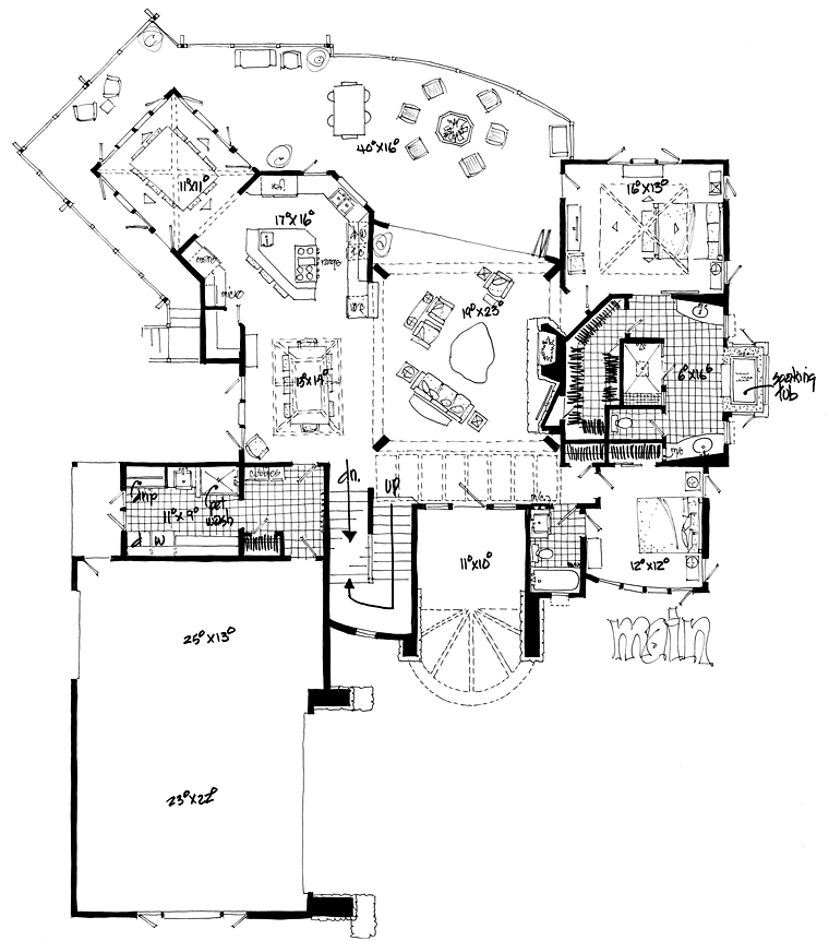 Contemporary Prairie Style Ranch Level One of Plan 43208