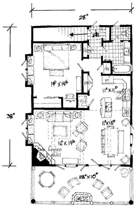 House Plan 43209 Second Level Plan