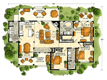 House Plan 43210 First Level Plan