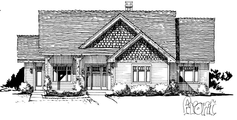 Craftsman, Ranch Plan with 1416 Sq. Ft., 3 Bedrooms, 2 Bathrooms Picture 4
