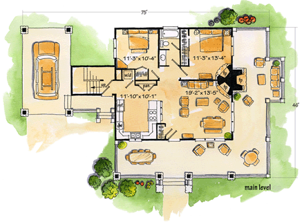 House Plan 43211 First Level Plan