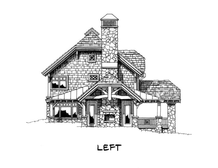 Country, Craftsman, Log Plan with 1930 Sq. Ft., 2 Bedrooms, 3 Bathrooms, 2 Car Garage Picture 2