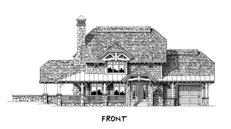 Country, Craftsman, Log Plan with 1930 Sq. Ft., 2 Bedrooms, 3 Bathrooms, 2 Car Garage Picture 4