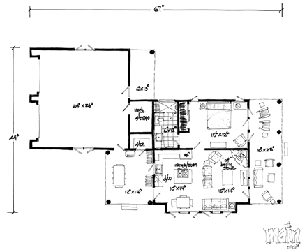 House Plan 43215 First Level Plan