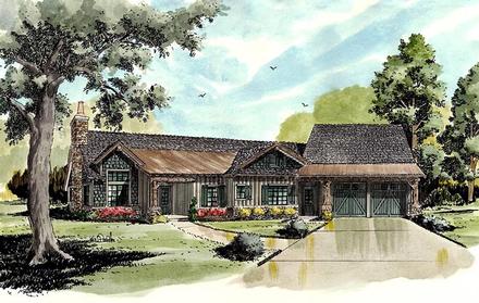 Country Craftsman Ranch Elevation of Plan 43216