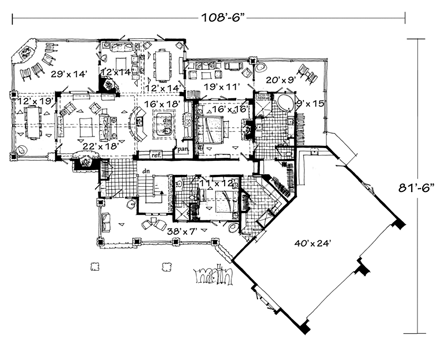 House Plan 43219 First Level Plan