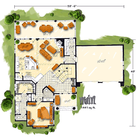 House Plan 43221 First Level Plan