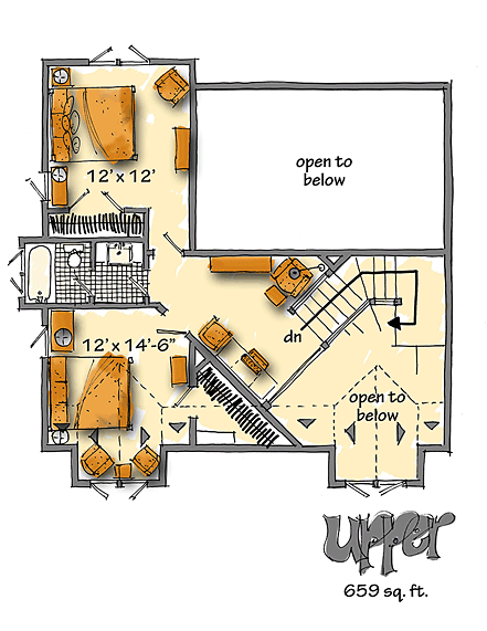 House Plan 43221 Second Level Plan