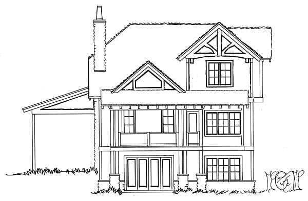 Bungalow Cottage Country Craftsman Rear Elevation of Plan 43224