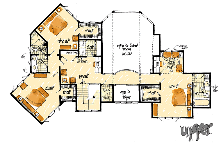 Bungalow Contemporary Craftsman Level Two of Plan 43225