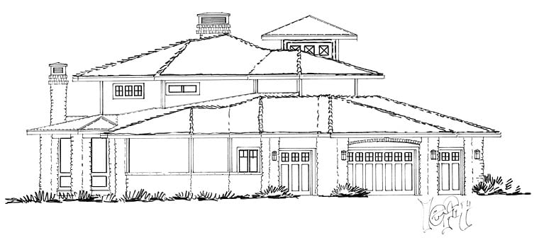 Bungalow, Contemporary, Craftsman Plan with 4520 Sq. Ft., 4 Bedrooms, 5 Bathrooms, 4 Car Garage Picture 5