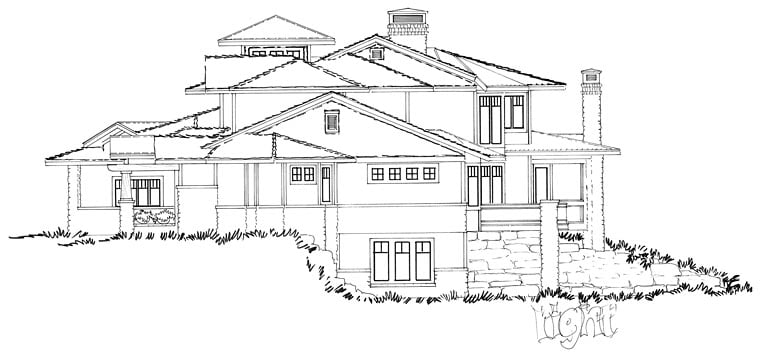 Bungalow, Contemporary, Craftsman Plan with 4520 Sq. Ft., 4 Bedrooms, 5 Bathrooms, 4 Car Garage Picture 6