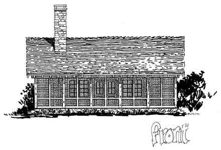 Cabin Country Ranch Southern Elevation of Plan 43227