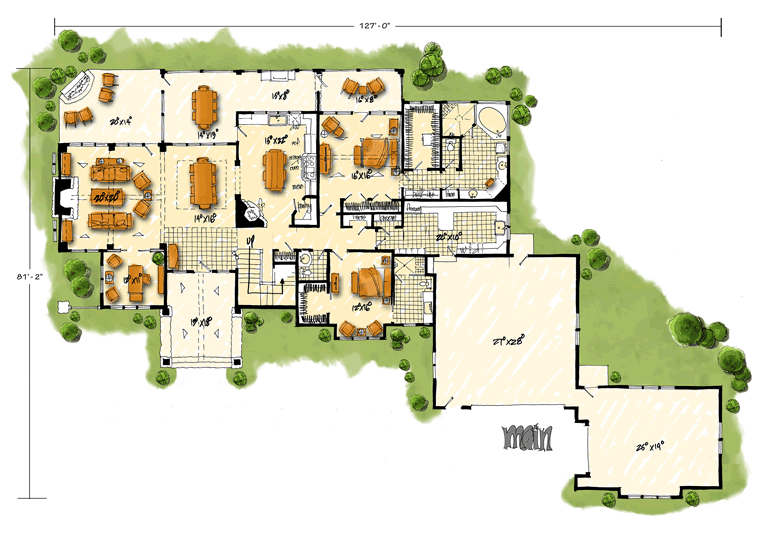 Country Craftsman Southern Level One of Plan 43228