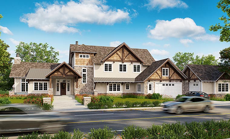 Country, Craftsman, Southern Plan with 3922 Sq. Ft., 4 Bedrooms, 4 Bathrooms, 3 Car Garage Elevation