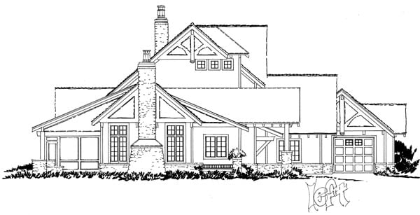 Country, Craftsman, Southern Plan with 3922 Sq. Ft., 4 Bedrooms, 4 Bathrooms, 3 Car Garage Picture 4