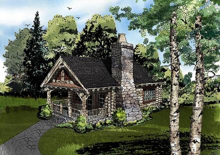 Cabin Country Craftsman Log Elevation of Plan 43229