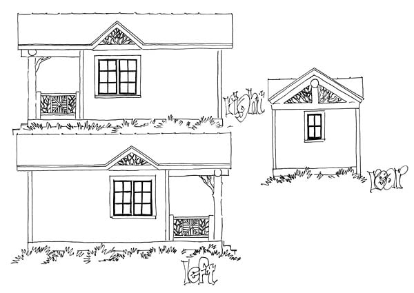 Cabin Country Log Rear Elevation of Plan 43230