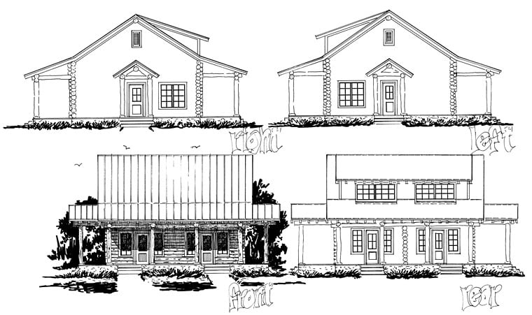 Cabin Country Log Rear Elevation of Plan 43231